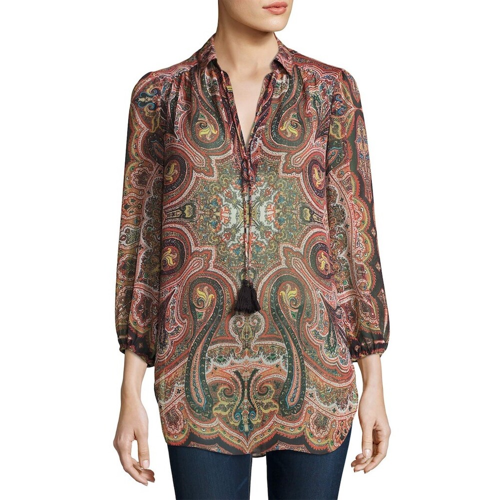 Alice + Olivia Sterling Paisley Tunic Fall Whimsigoth Euro Summer Boho, S